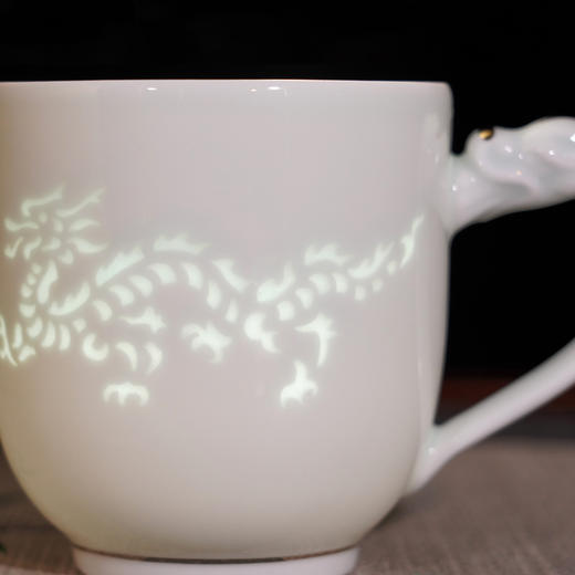 描金玲珑龙凤杯 景德镇四大名瓷之一玲珑瓷 描金工艺 龙凤呈祥 商品图6