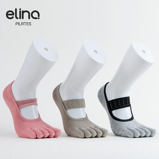elina一恋2024 丝绒横绑带镶钻五趾普拉提瑜伽防滑袜ELR2505 商品图1