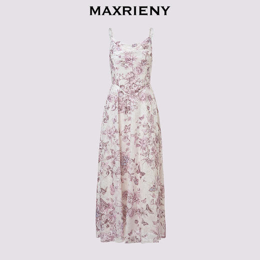 【主题纪念款】MAXRIENY浪漫甜美感蝴蝶烧花钻链吊带连衣裙(货号:MC85DR507) 商品图4