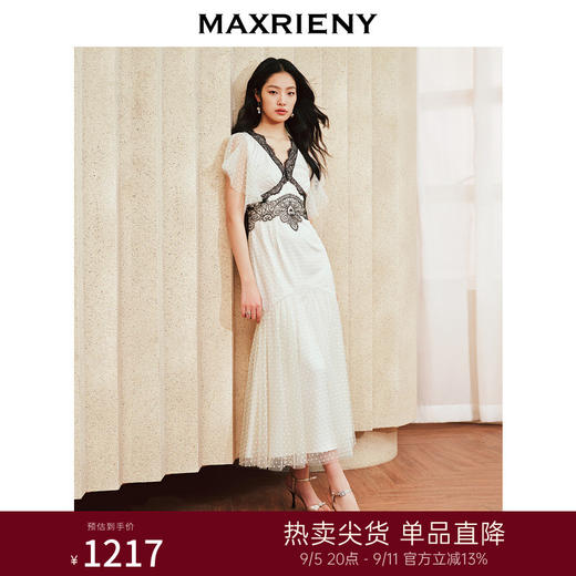 MAXRIENY复古宫廷浪漫风撞色蕾丝连衣裙波点裙子(货号:MS85DR048) 商品图0