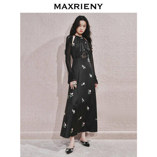 【主题纪念款】MAXRIENY华丽宫廷风玫瑰蕾丝连衣裙2024秋冬新款(货号:MC85DR560) 商品图1