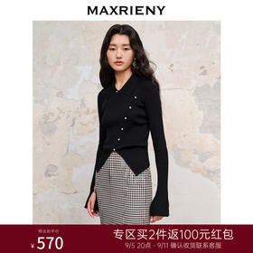 MAXRIENY紧身斜门襟钻扣套头毛织新款修身上衣(货号:MC88SW566)