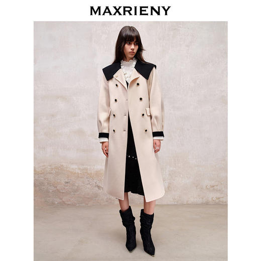 MAXRIENY*复古撞色大衣长款秋冬双面呢羊毛外套(货号:MS88CT528) 商品图3