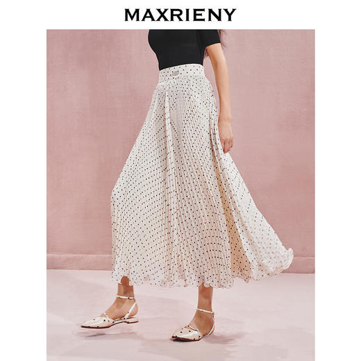 【贵雅日常-商场同款】MAXRIENY复古优雅感压褶高腰半身伞裙(货号:MC85SK514) 商品图2