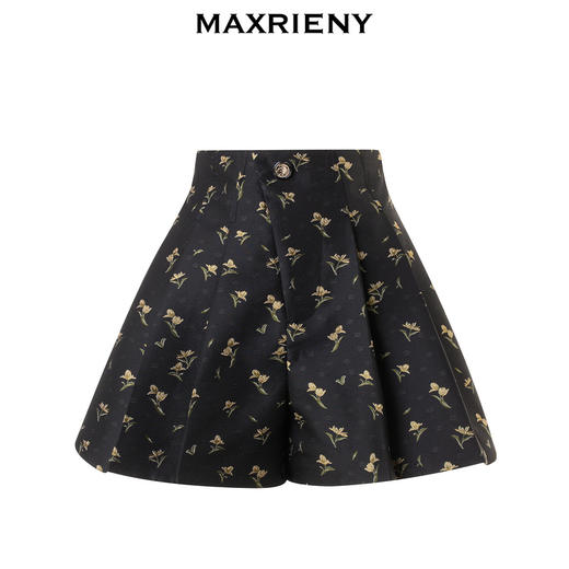 MAXRIENY宫廷复古郁金花提花高腰百褶短裤裙裤(货号:MC88PA792) 商品图4