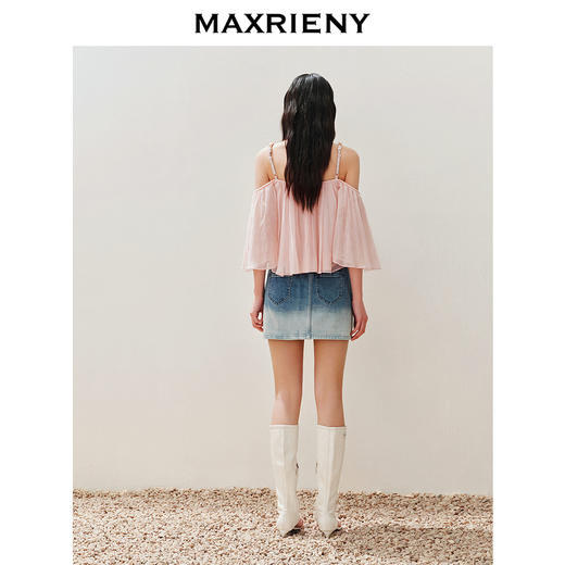 【静奢度假-商场同款】MAXRIENY*甜美感钉珠吊带上衣一字肩(货号:MC85TP293) 商品图3