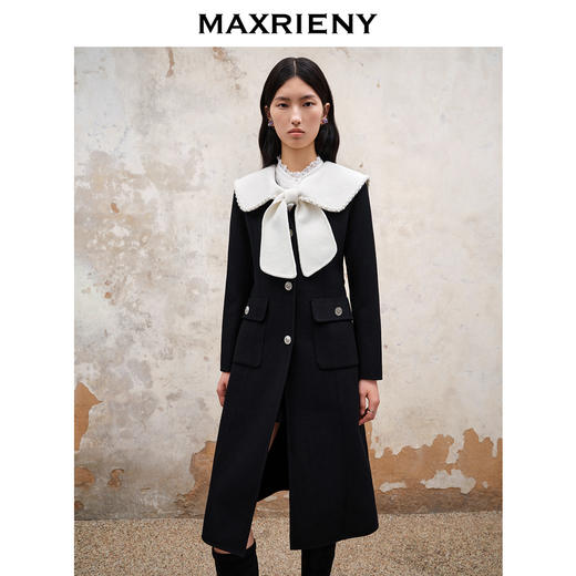 MAXRIENY*复古蝴蝶结大衣长款高级气质大衣外套(货号:MS88CT513) 商品图1