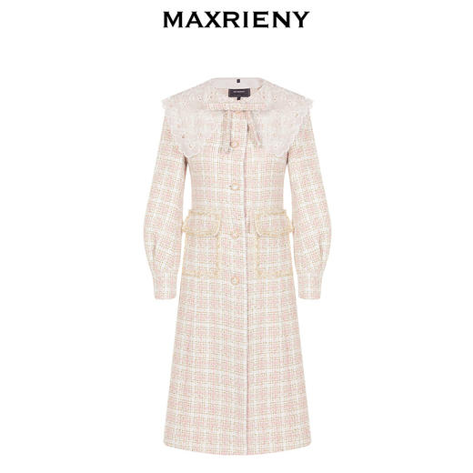 MAXRIENY廓形复古格纹大衣长款冬季新款风衣女(货号:MC87CT778) 商品图4