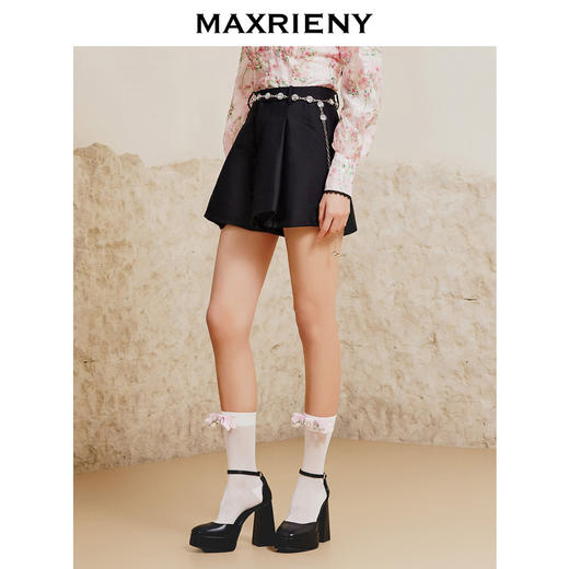 MAXRIENY斜纹A字高腰短裤裤裙修身西装短裤裙裤(货号:MC88PA041) 商品图2