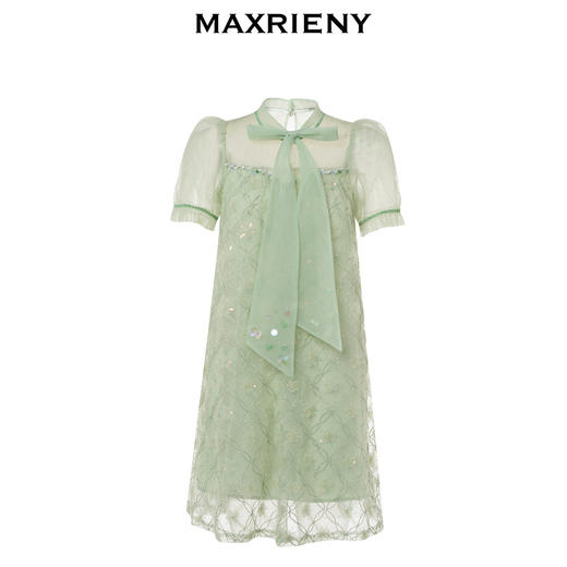 MAXRIENY欧式园艺风网纱连衣裙薄荷曼波风穿搭裙子(货号:MC88DR263) 商品图4