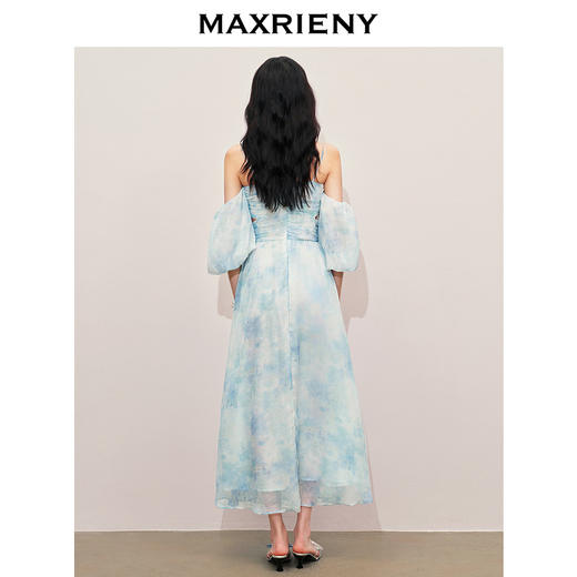 【商场同款】MAXRIENY浪漫度假连衣裙海边裙子钉钻晕染印花长裙(货号:MS85DR043) 商品图3