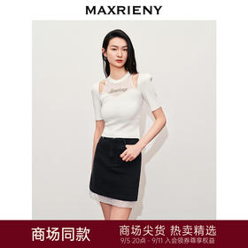 【银河精灵-商场同款】MAXRIENY*轻奢感镂空套头针织上衣修身(货号:MC85SW303)