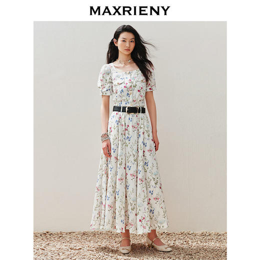 【浪漫花园-商场同款】MAXRIENY复古诗意花卉百褶裙2024半身裙夏(货号:MC85SK008) 商品图1