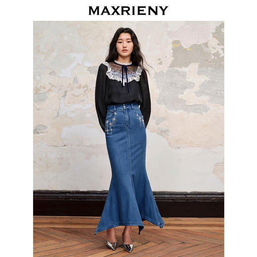 MAXRIENY*浪漫感流星钉钻鱼尾牛仔半裙(货号:MC88SK535) 商品图2