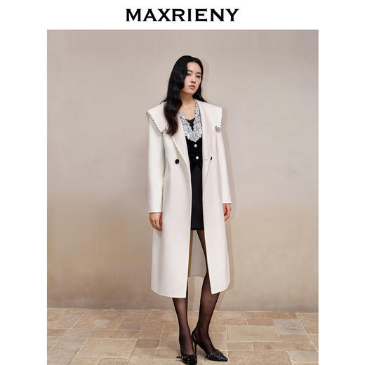 MAXRIENY极简通勤风双面呢羊毛大衣过膝长款外套(货号:MS88CT524) 商品图3