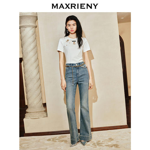 【英式雅皮士-商场同款】MAXRIENY优雅复古感卡拉工艺钉钻装饰T恤(货号:MC85TS002) 商品图1