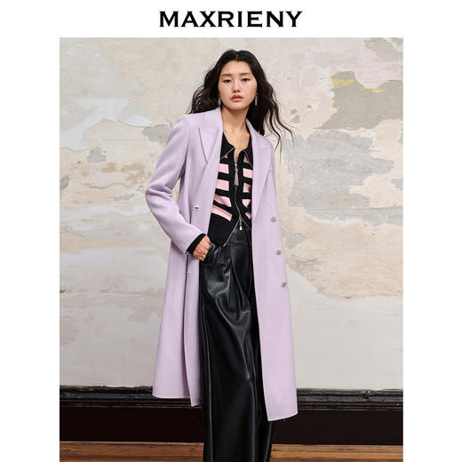 MAXRIENY极简垂坠感直身大衣长款过膝毛呢外套(货号:MC88CT511) 商品图1