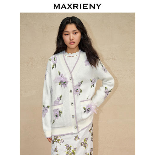 MAXRIENY洛*紫外套*复古感宽松廓形针织外套(货号:MC88JA752) 商品图2