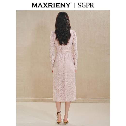 【商场同款】MAXRIENY*浪漫感连衣裙2024秋冬钉珠珍珠蕾丝长裙(货号:MS85DR501) 商品图3