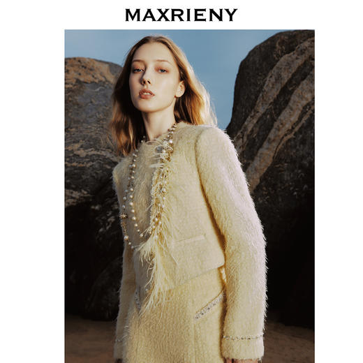 MAXRIENY洛神小香外套毛绒斜门襟宽肩花纱外套(货号:MC88JA778) 商品图2