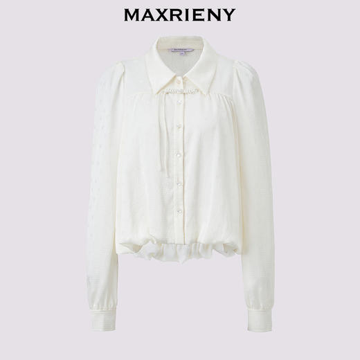 【商场同款】MAXRIENY清雅新中式衬衫女2024秋冬翻领波点优雅上衣(货号:MS85TP511) 商品图4