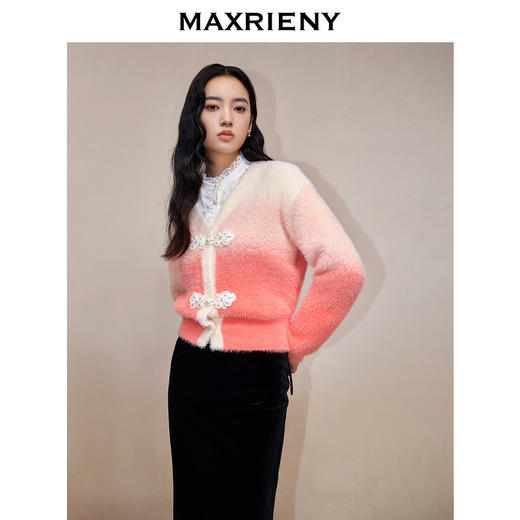 MAXRIENY国风新中式盘扣风韵开衫外套毛针织衫(货号:MS88JA781) 商品图2