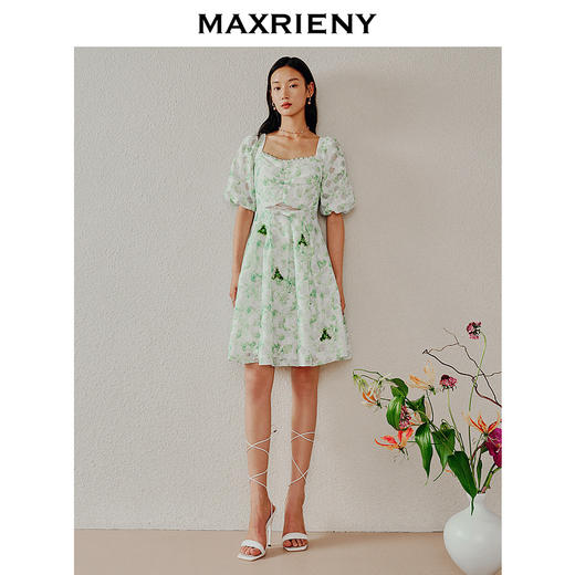 MAXRIENY甜美田园风连衣裙薄荷曼波风穿搭碎花裙子(货号:MC88DR367) 商品图1