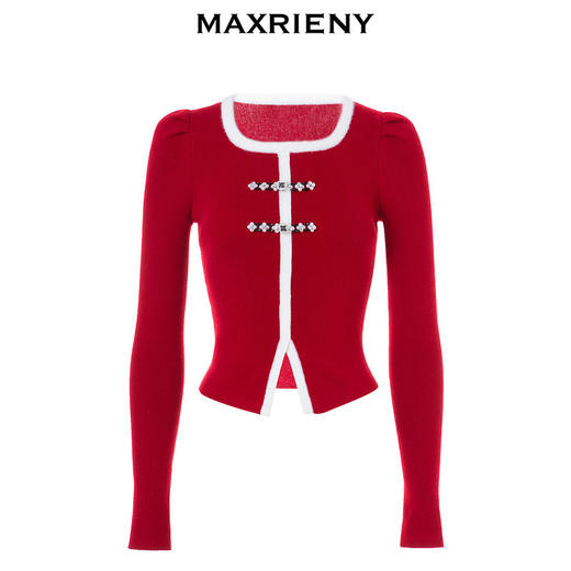 】MAXRIENY国风新中式套头针织盘扣修身上衣(货号:MS88SW770) 商品图4