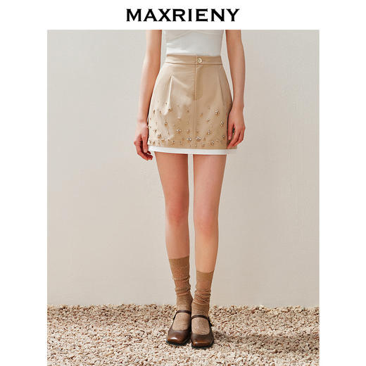 【Day Dreaming-主题纪念款】MAXRIENY*花卉钉钻拼边半裙(货号:MC85SK025) 商品图0