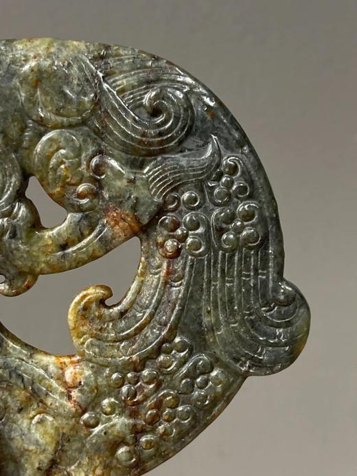 褐沁灰青玉鏤雕翼龙珮，顺丰包邮 商品图11