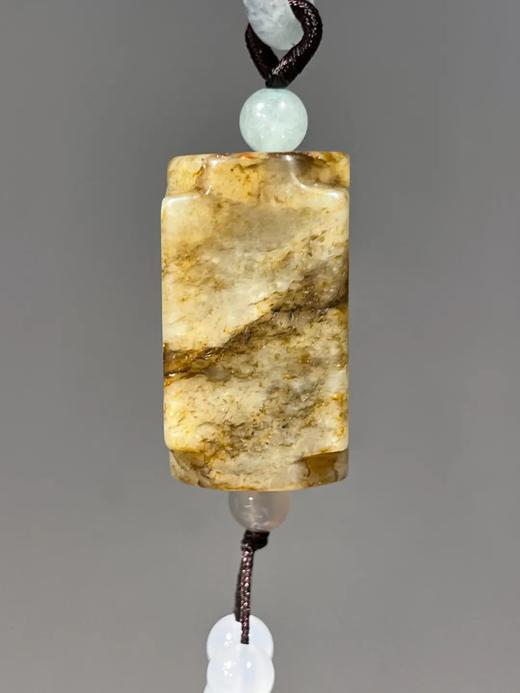 黑褐沁白玉素面琮形勒子，顺丰包邮 商品图4