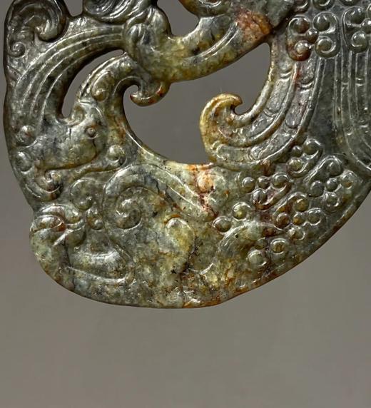 褐沁灰青玉鏤雕翼龙珮，顺丰包邮 商品图13