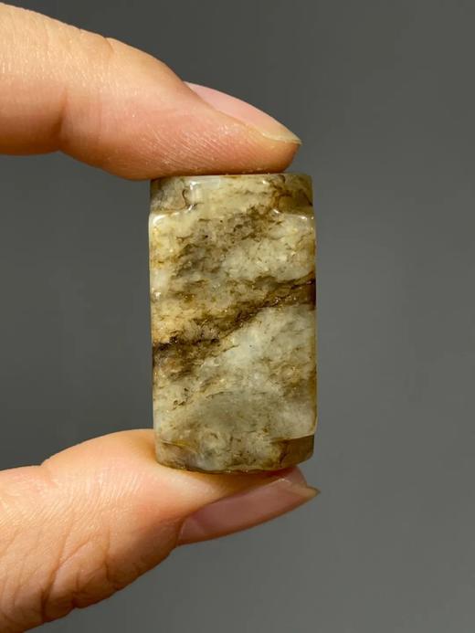 黑褐沁白玉素面琮形勒子，顺丰包邮 商品图9