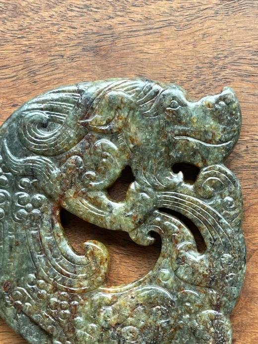 褐沁灰青玉鏤雕翼龙珮，顺丰包邮 商品图12