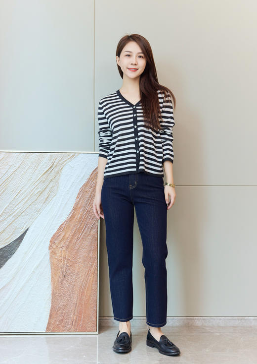 经典撞色辑线牛仔裤 商品图1