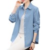 SMZ30621大码宽松长袖衬衣2024秋季新款翻领衬衫女显瘦时尚遮肚子漂亮上衣 商品缩略图4