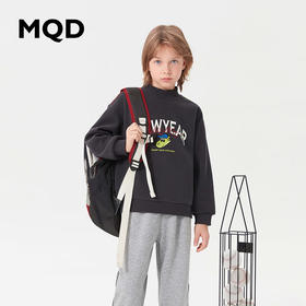 【MQD】童装男大童冬新款加绒潮酷休闲字母百搭半高领卫衣