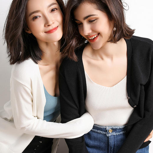 热卖！百搭针织衫！【加购2件减为99元 任选2件装】PSQUEEN 气质V领针织开衫 12色可选 秋冬必选 商品图4