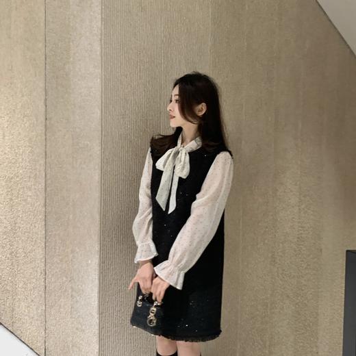 金蘑菇菇 "法香告白"/5个版本！法国银丝小香天丝衬衫套装 商品图1