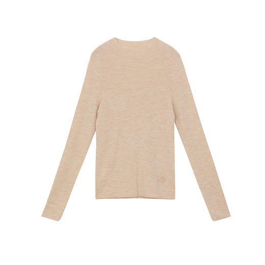 谜底圆领羊毛衫女2024冬新品极简风亲肤百搭修身打底衫244MZ1932 商品图4