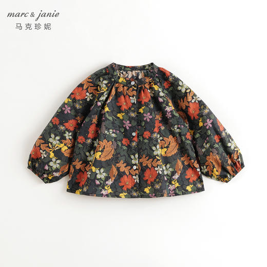 马克珍妮女童满底碎花纯棉法式衬衫2024年秋装新款241800 商品图2
