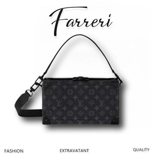 驴家M11744 Trunk软盒子 可拆卸可调节肩带拉链开合 皮革单肩斜挎包 男款 黑色Soul Trunk East West 商品图0