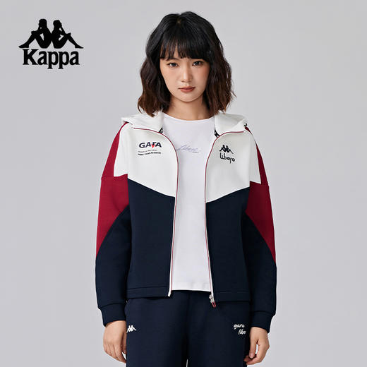 Kappa卡帕背靠背针织外套女2024新款复古运动服连帽开衫上衣女款K0E82MK43 商品图0