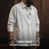 工装优选美式休闲人字纹双排扣长袖衬衫百搭通勤翻领白衬衣男秋季 商品缩略图1