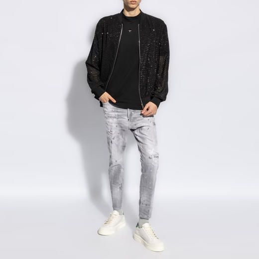 【一】DSQUARED2 男士枫叶徽标刺绣棉质平纹针织圆领短袖T恤 黑色 S74GD1359 S22743 900 商品图3