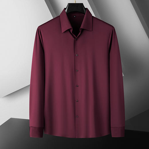 【高弹】【巴西领】【新款DDA】大依优型大码男装高弹长袖衬衫商务休闲上衣加肥加大胖子舒适打底 商品图0