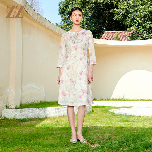佐尔美 秋季新款 气质碎花甜美连衣裙女M41LL11 商品图0