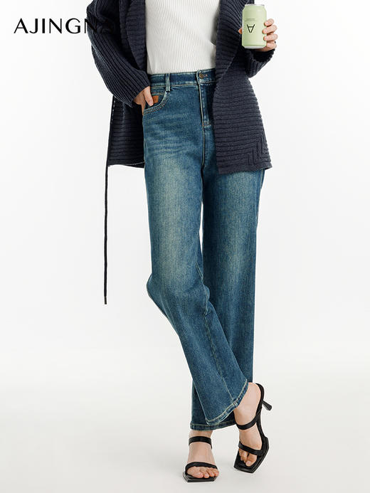 【商场同款】阿菁娜2024秋季新款高腰窄版直筒裤A29Q210065 商品图3