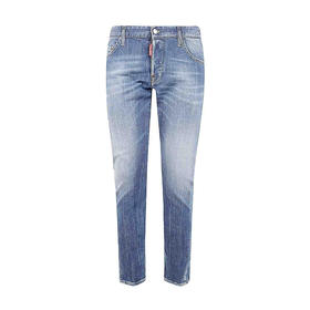 【一】DSQUARED2 男士 Sexy Twist  字母徽标贴花棉质休闲牛仔裤 蓝色 S74LB1573 S30872 470