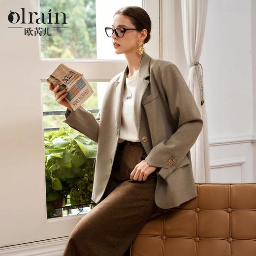 OLrain欧芮儿卡其色短外套女秋季2024年新款通勤高级感百搭西装 商品图0